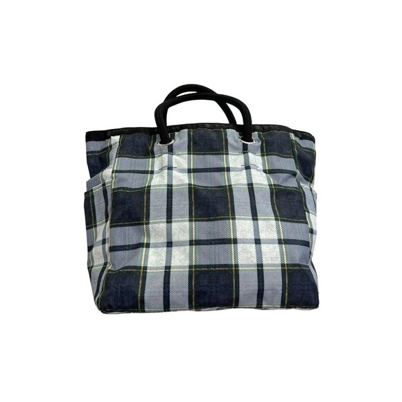 LeSportsac 2 Way Tote Bag in Deep Blue Tartan Black - Picture 1 of 8